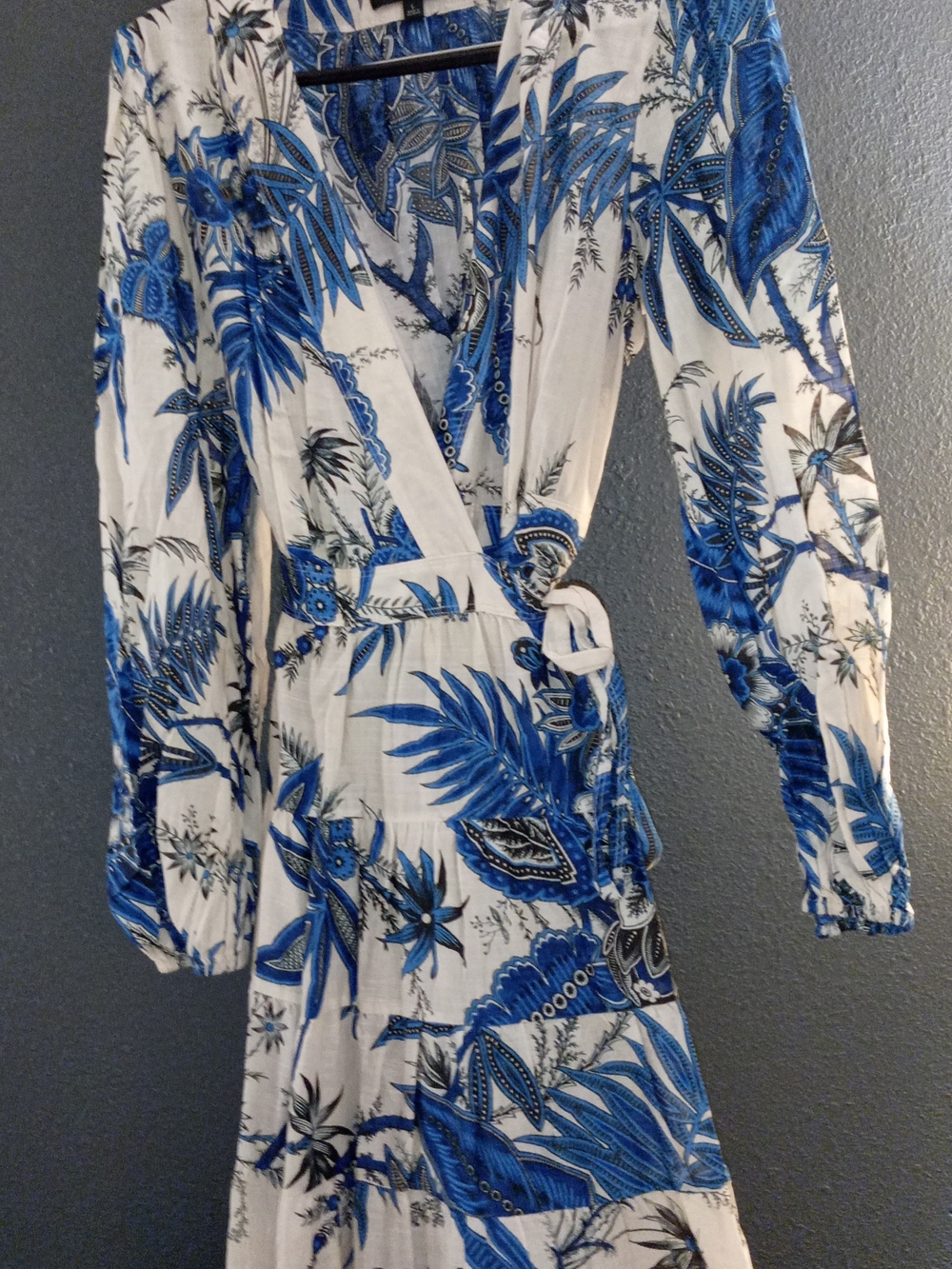 Banana Republic Blue and White Floral Wrap Maxi Dress Tall Large